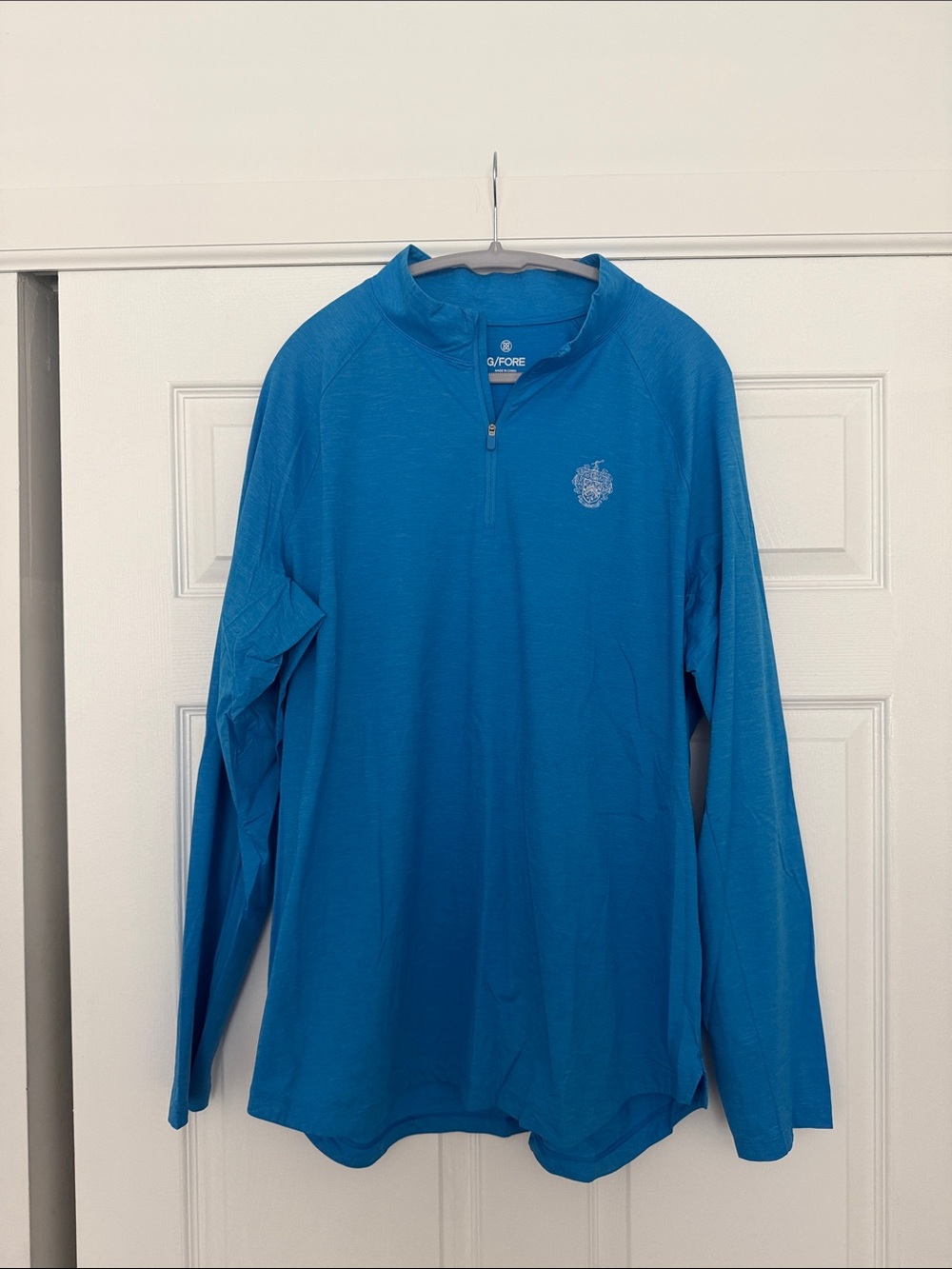 GFore Men’s Blue Long Sleeve QuarterZip Performance Top trump national golf club
